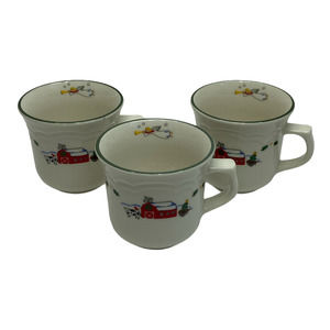 Lot of 3 Pfaltzgraff Christmas Farm Mugs